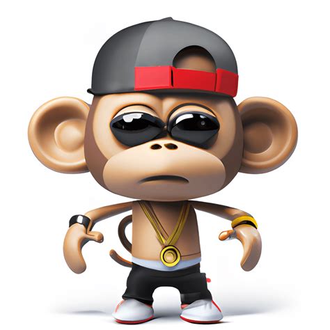 3D Render Cute Hip Hop Funny Monkey Cartoon Illustration · Creative Fabrica