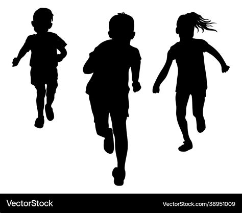 Silhouette running children Royalty Free Vector Image