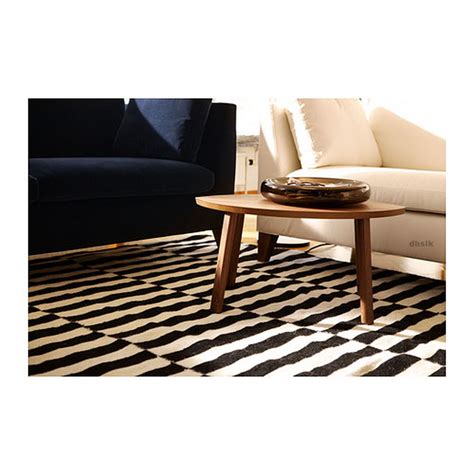 IKEA Stockholm BLACK WHITE Broken STRIPE Area RUG Mat WOOL Modern FLATWOVEN New