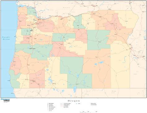 Oregon Wall Map with Counties by Map Resources - MapSales