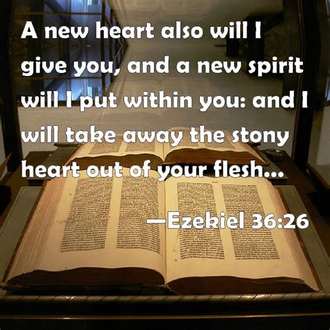 Ezekiel 36:26 A new heart also will I give you, and a new spirit will I put within you: and I ...