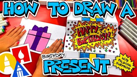 How To Draw A Birthday Present Folding Surprise - YouTube