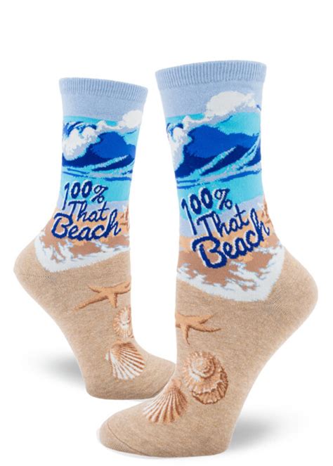 100% That Beach Women's Crew Socks – Heather Sand - ModSocks