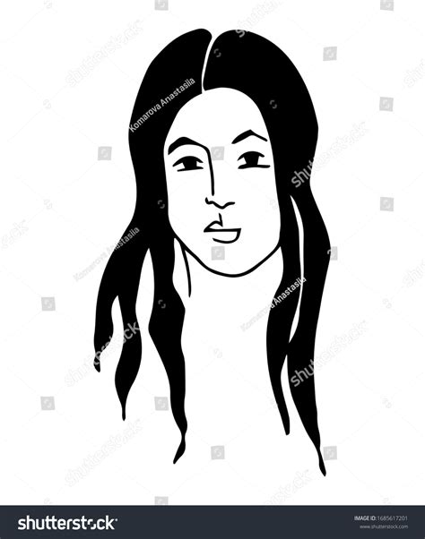 Illustration Woman Portrait Black White Minimalist Stock Vector (Royalty Free) 1685617201 ...