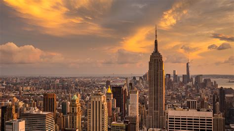 Sunset over the Manhattan, New York Wallpaper Download 5120x2880