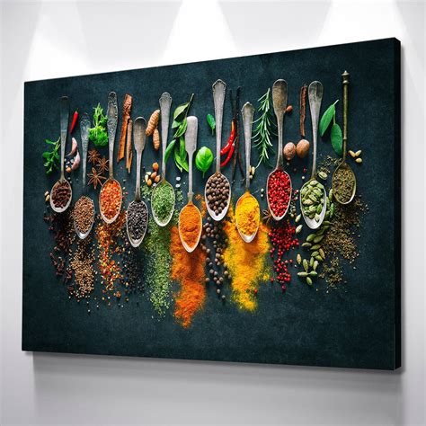 Kitchen Wall Art Herbs Spices Cooking kitchen wall decor Canvas Wall Art Ready to Hang Canvas ...