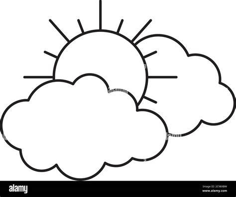 sun and clouds icon over white background, line style, vector illustration Stock Vector Image ...