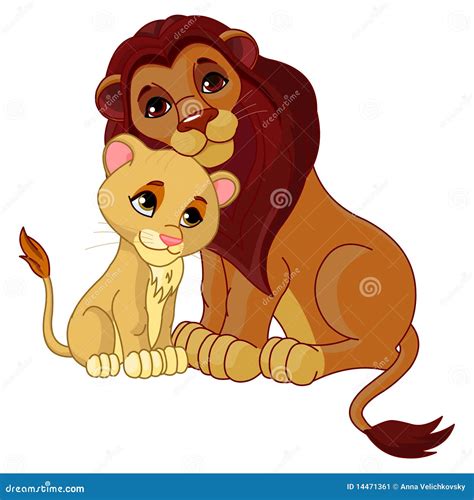 Lion and cub together stock illustration. Illustration of watching - 14471361