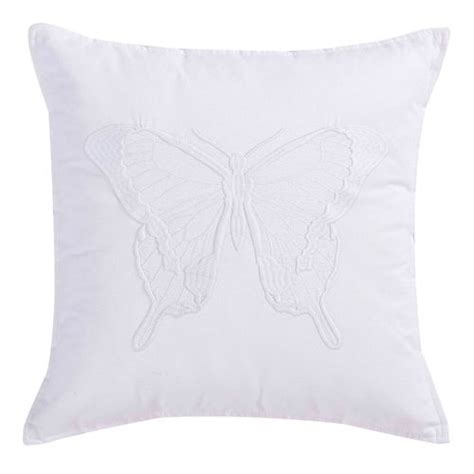 Garden Images Embroidered Butterfly Pillow White 16" Square | Touch of ...