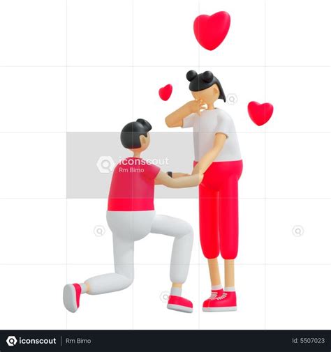 Premium Boy proposing girl 3D Illustration download in PNG, OBJ or ...