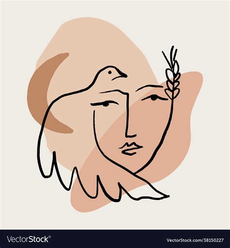 Line modern minimalist woman face art design print