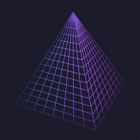 Premium Vector | Pyramid grid figure low poly neon geometric shape