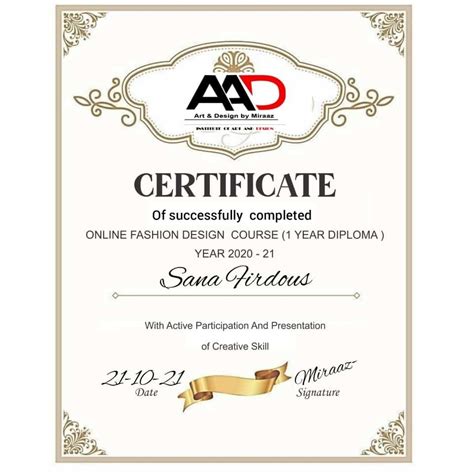 Digital Certificate AAD Institute will help you become a certified Fashion Designer Join ...