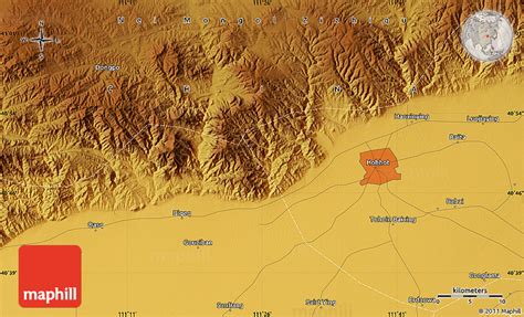 Physical Map of Hohhot