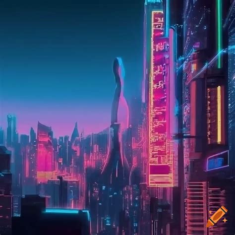 Intricate x-ray cyberpunk cityscape glowing with neon colors against a ...