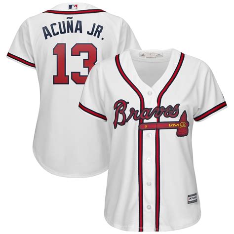 Women's Atlanta Braves Ronald Acuña Jr. Majestic White 2019 Home Cool Base Player Jersey