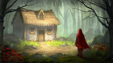 Fantasy Art, Fairy Tale, Little Red Riding Hood, Trees, - Little Red Riding Hood Grandma's House ...