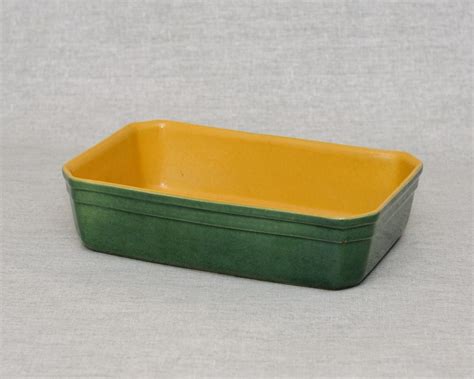 Vintage Hard Ceramic Lasagna Pan Italian Green and by FRBrocante