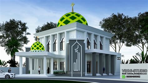 3D-visualizer: Desain Masjid Modern Minimalis 2 Lantai