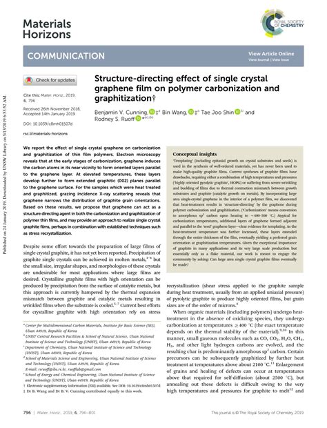 (PDF) Structure-directing effect of single crystal graphene film on polymer carbonization and ...