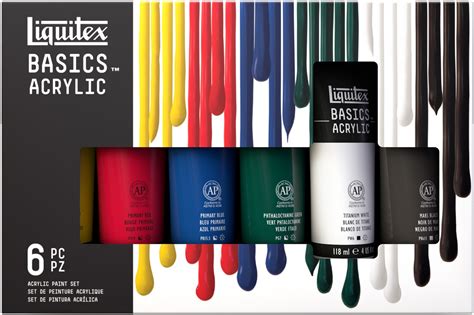 Liquitex BASICS Acrylic Paint 118ml 6/Pkg Assorted Colors - Walmart.com