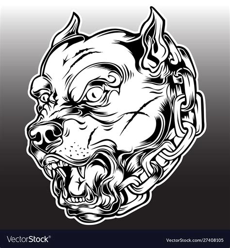 Pitbull angry dog black Royalty Free Vector Image