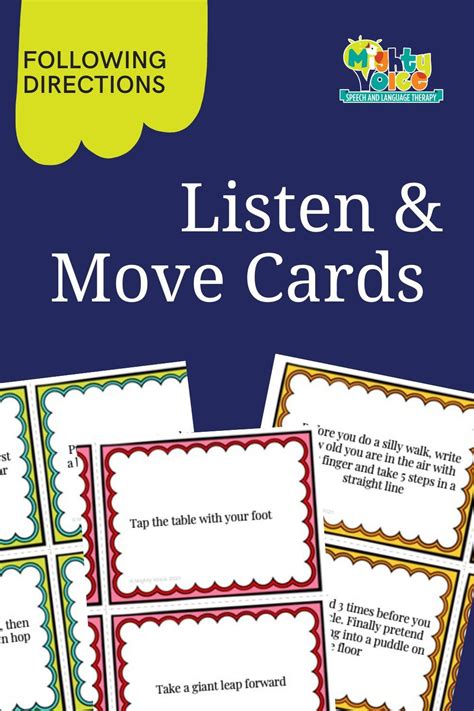 Listen and Move Cards (Printable) for Speech, Language, and Listening ...