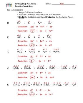 Writing Half Reactions Worksheet