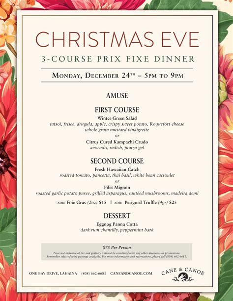 Christmas Eve Dinner at Cane & Canoe - MENU Magazine