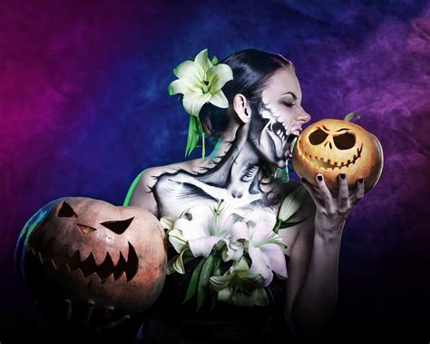 Girl with makeup for Halloween. Jack-o'-lantern on Behance