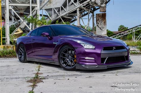 Purple Nissan GT-R Lowered on Velgen Wheels - GTspirit