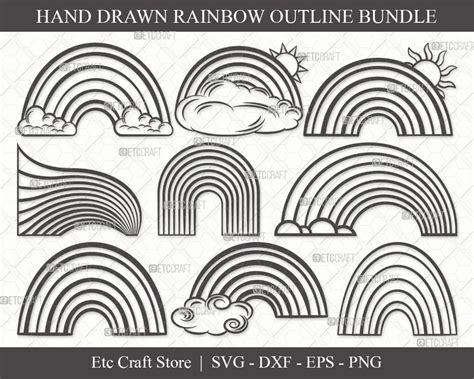 Rainbow Outline SVG Cut File Rainbow Svg Cloud Svg - Etsy