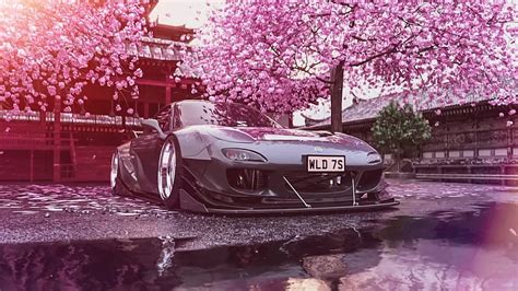 Mazda RX, cherry blossom car HD wallpaper | Pxfuel