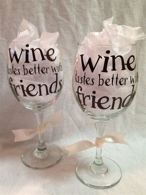 Wine Tastes Better With Friends Wine Glass - Etsy | Wine glass, Decorated wine glasses, Wine ...