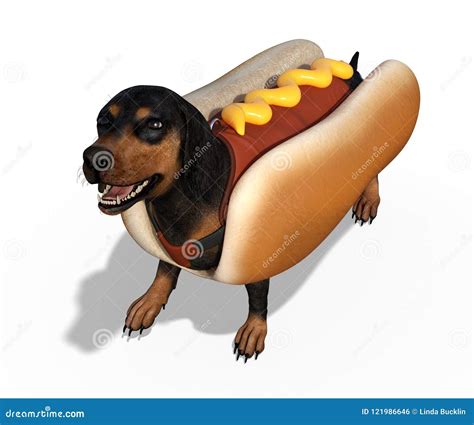 Dachshund with Hot Dog Costume Stock Illustration - Illustration of white, dachshund: 121986646