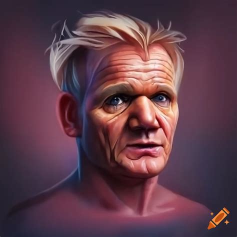 Hyper realistic portrait of among us imposter fused with gordon ramsay