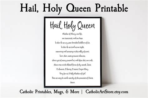 Hail Holy Queen, Rosary Prayer, Prayer to Mary, Catholic Wall Art Home ...