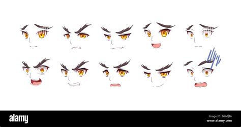 Anime manga expressions eyes set boy. Japanese cartoon style Stock ...