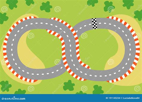 Cartoon Race Track. Figure 8. Top View Stock Illustration - Illustration of finish, line: 191145234