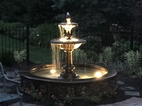 Outdoor garden fountains with lights | Hawk Haven