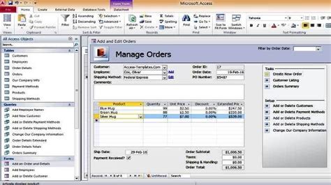 Access Inventory Order Shipment Management Database Templates | Access database, Inventory ...