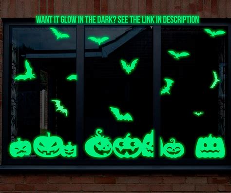 Halloween Window Decals Halloween Pumpkins and Bat Window - Etsy