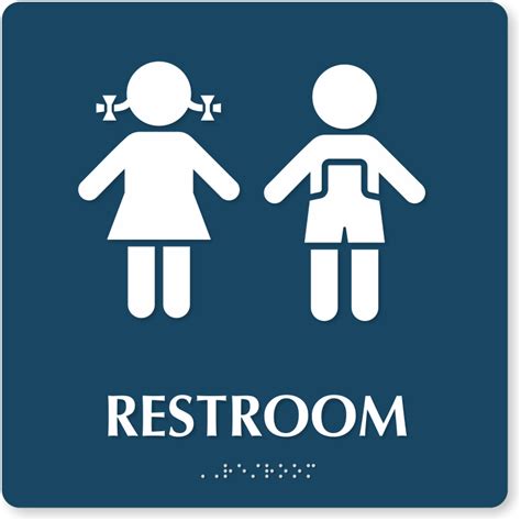 Braille Unisex Pre-School Restroom Sign With Pictogram, SKU: SE-1778