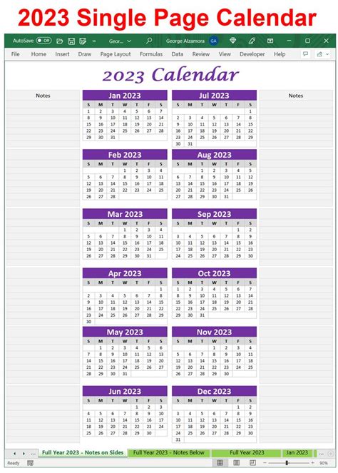 2023 Calendar Spreadsheet Printable - Digital Download / Single User ...