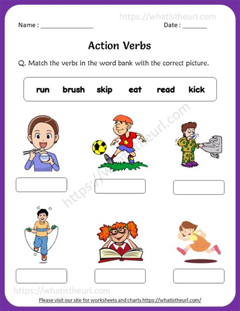 Action Verbs Worksheets for 1st Grade - Your Home Teacher | Action ...