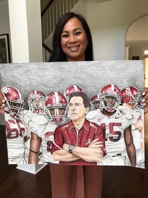 Alabama Football Nick Saban Drawing | Etsy