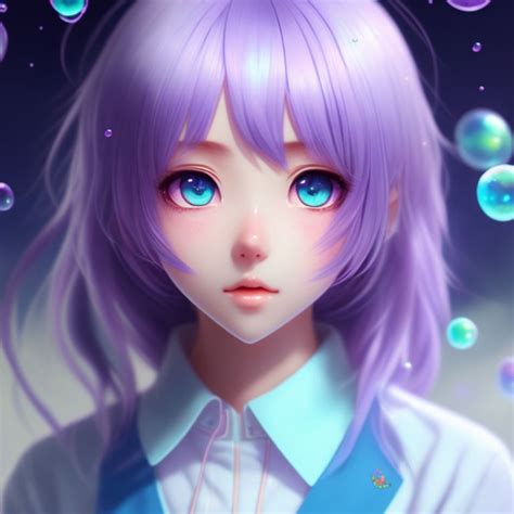 Anime Girl Purple Hair Blue Eyes