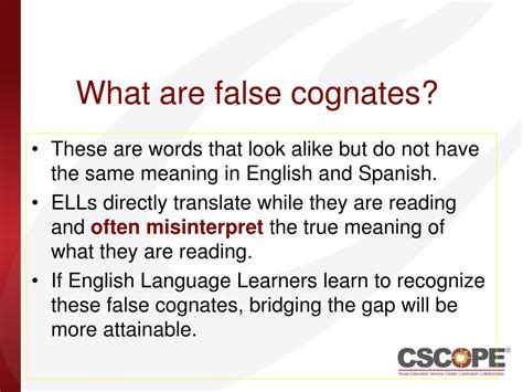 PPT - COGNATES AND FALSE COGNATES PowerPoint Presentation, free ...