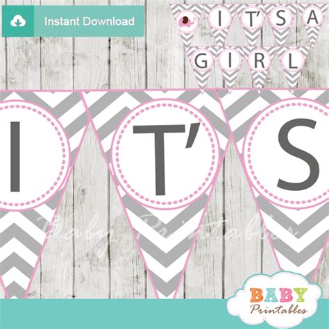 Pink Elephant Baby Shower Banner - D106 - Baby Printables