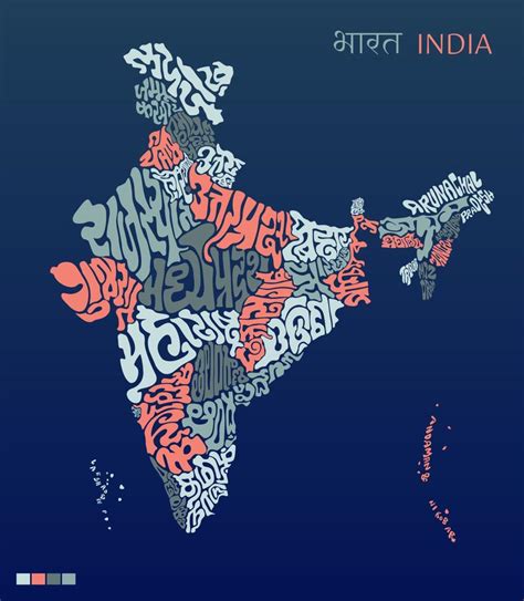 India map lettering with all indian state name in theirs state ...